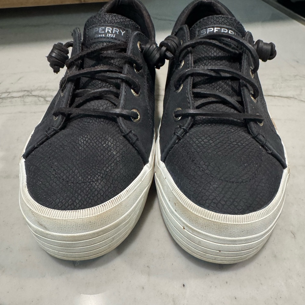 Sperry Black and White Loafers with Minimalist Design